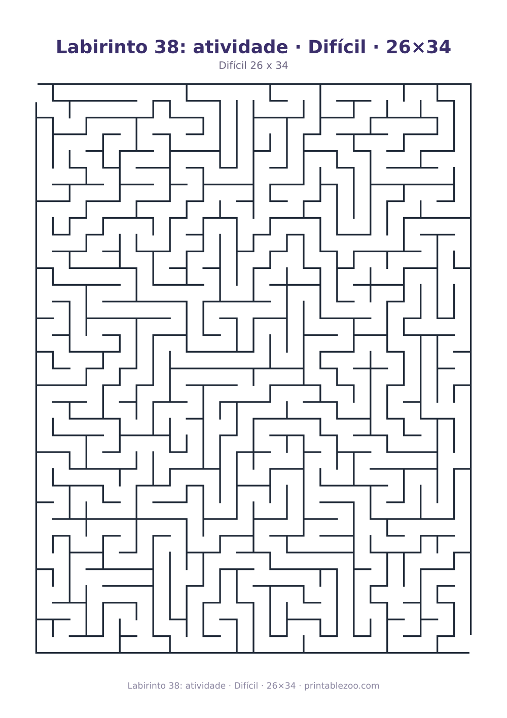 Prévia pronta para imprimir: Labirinto 38: atividade · Difícil · 26×34, catálogo nº 162112 Passatempo nº 162112.