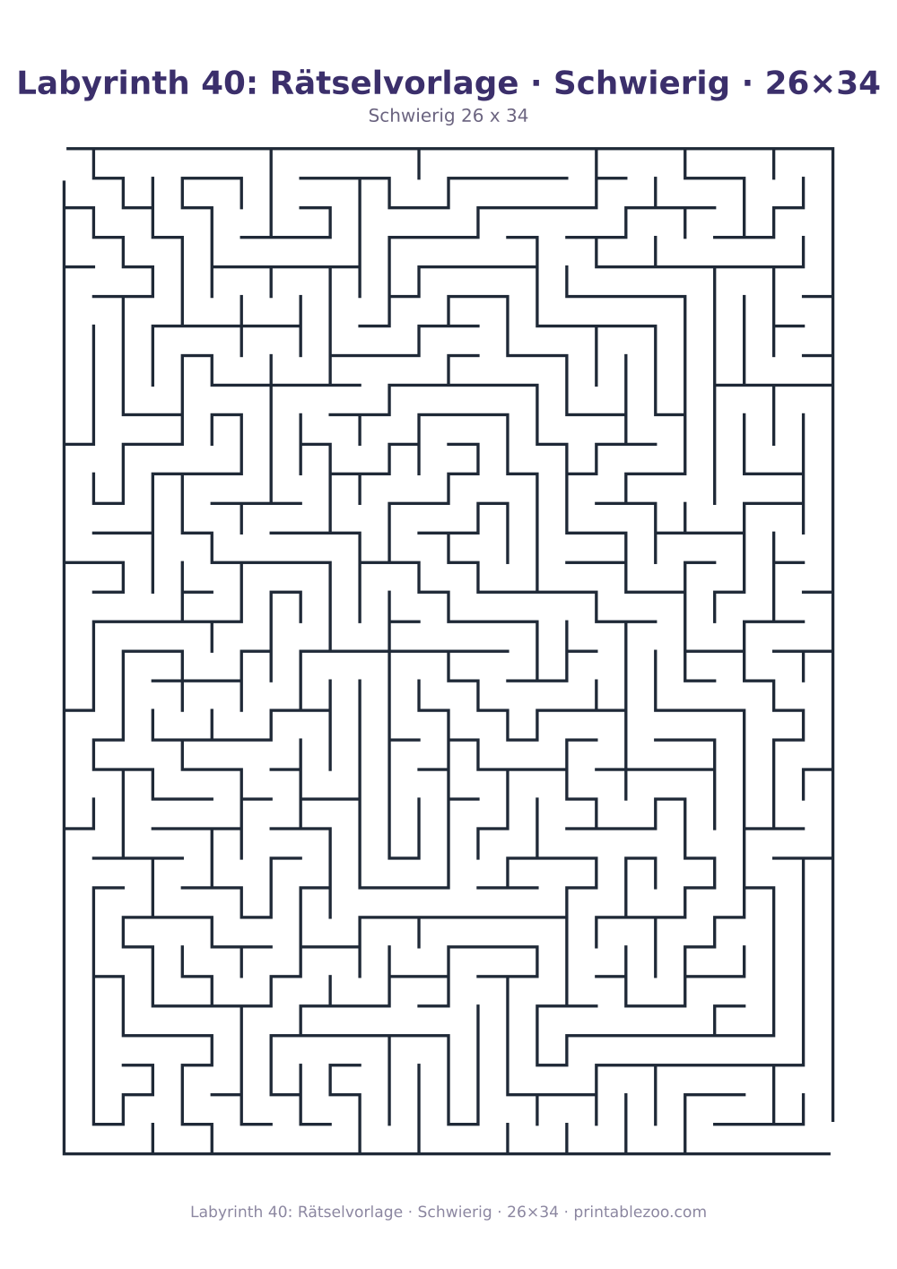 Labyrinth 40: Rätselvorlage · Schwierig · 26×34 als druckfertige Vorschau, Katalognummer 162114 Rätsel Nr. 162114.