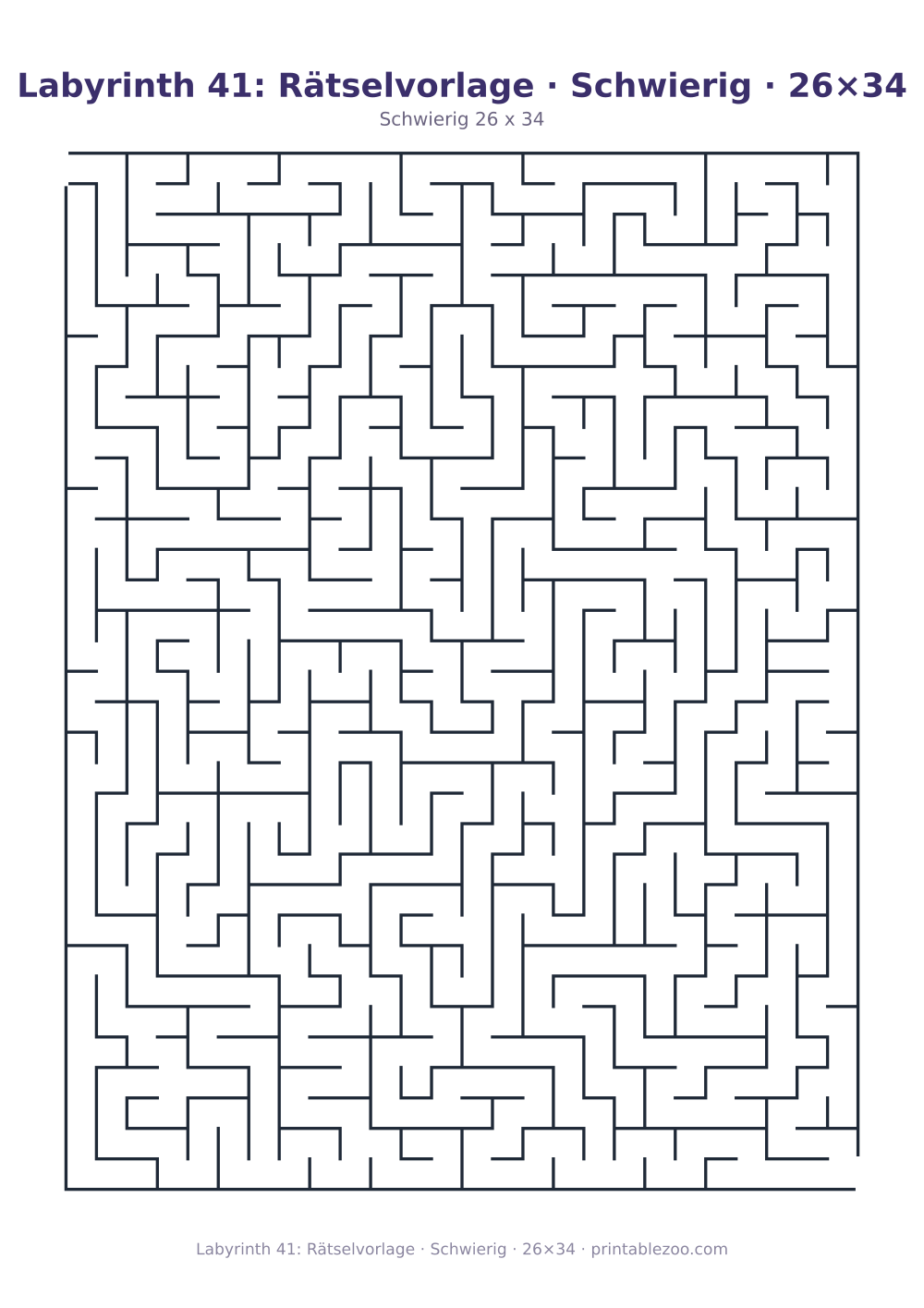 Labyrinth 41: Rätselvorlage · Schwierig · 26×34 als druckfertige Vorschau, Katalognummer 162115 Rätsel Nr. 162115.
