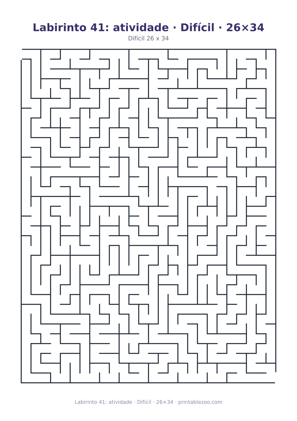 Prévia pronta para imprimir: Labirinto 41: atividade · Difícil · 26×34, catálogo nº 162115 Passatempo nº 162115.