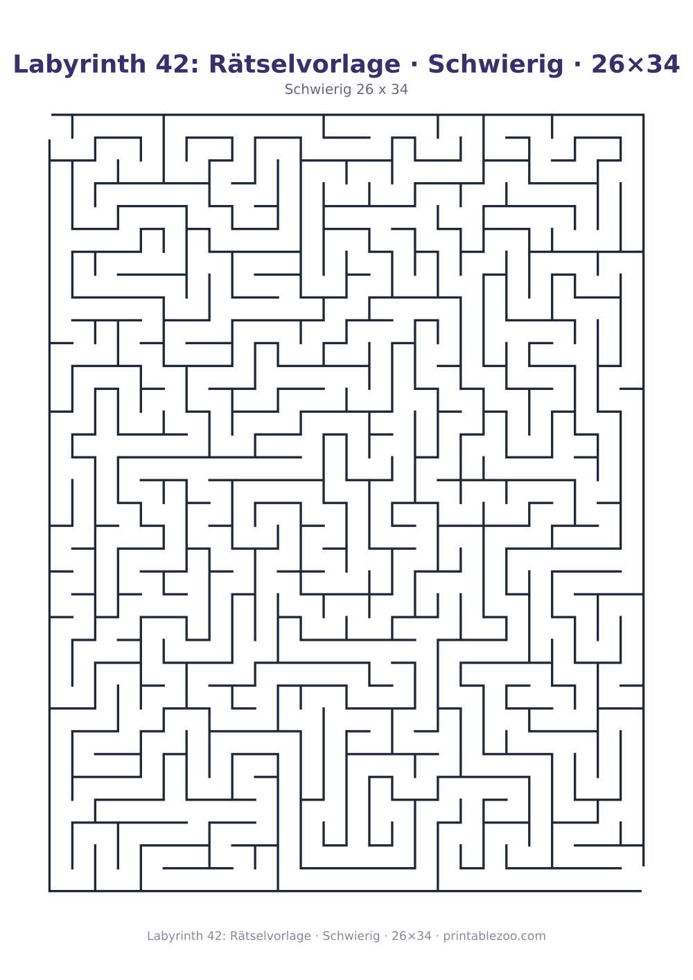 Labyrinth 42: Rätselvorlage · Schwierig · 26×34 als druckfertige Vorschau, Katalognummer 162116 Rätsel Nr. 162116.