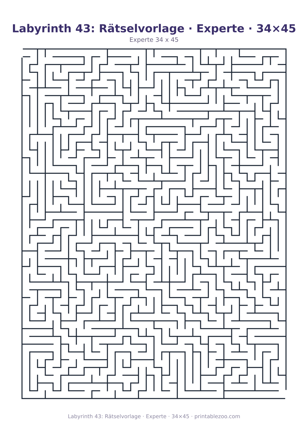 Labyrinth 43: Rätselvorlage · Experte · 34×45 als druckfertige Vorschau, Katalognummer 162121 Rätsel Nr. 162121.