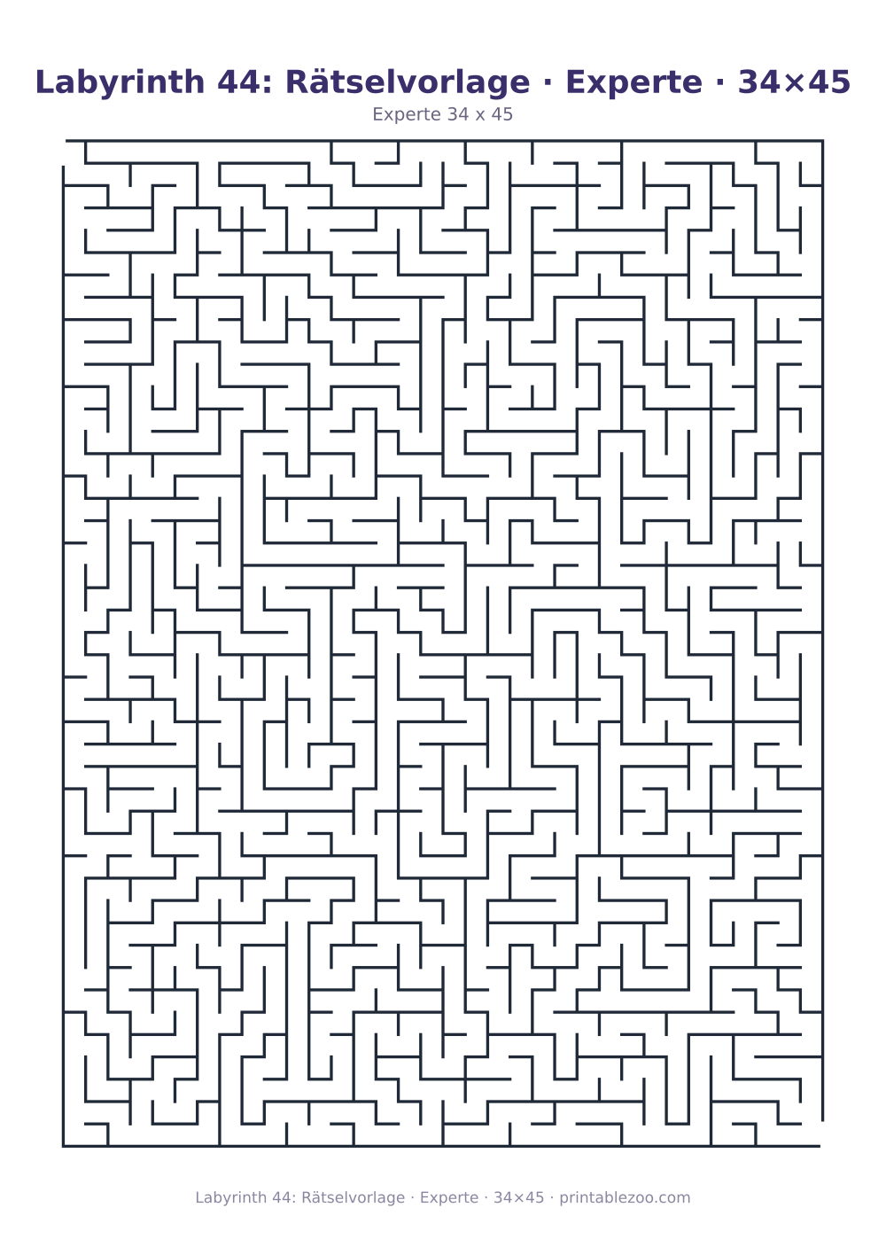 Labyrinth 44: Rätselvorlage · Experte · 34×45 als druckfertige Vorschau, Katalognummer 162122 Rätsel Nr. 162122.