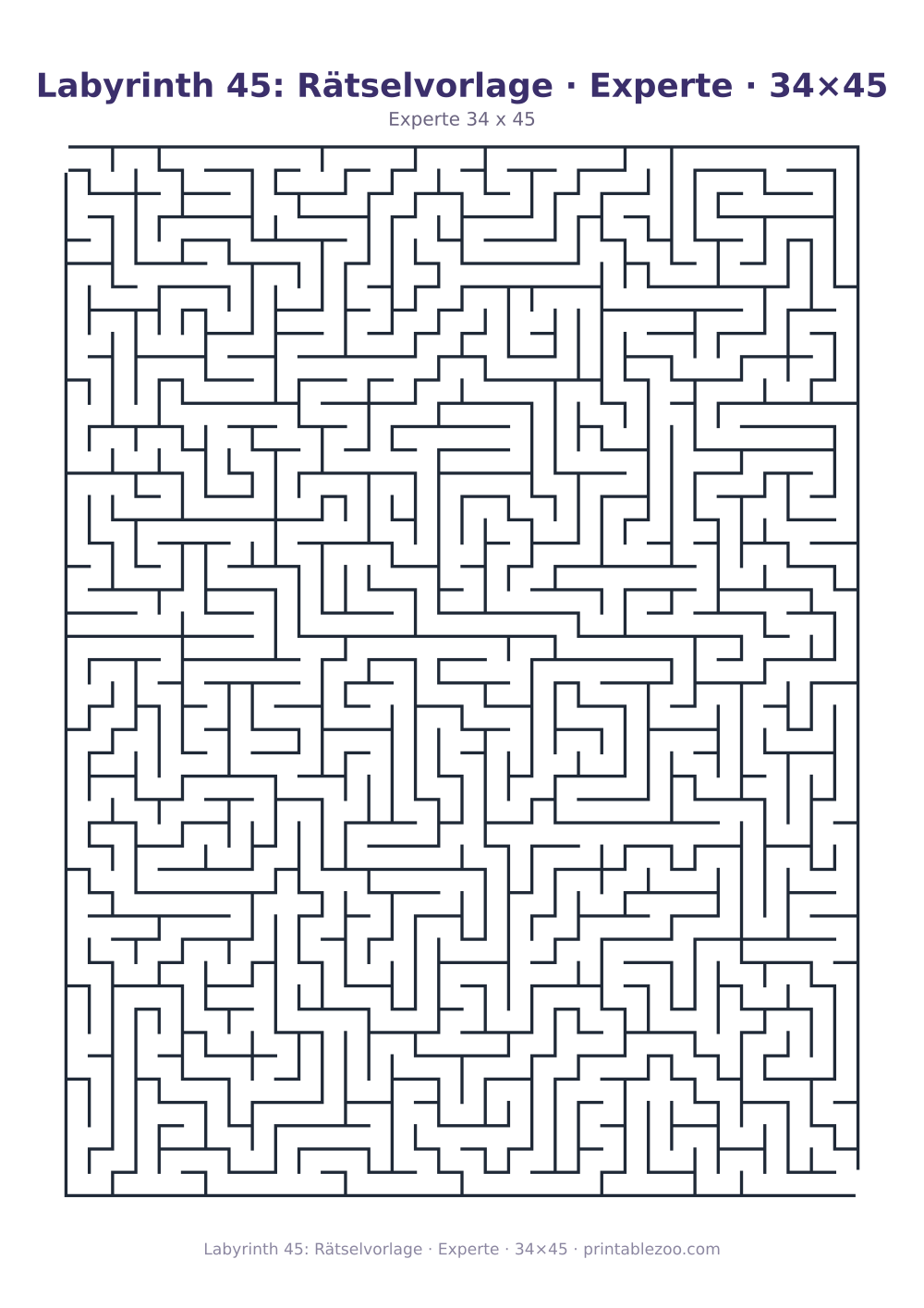 Labyrinth 45: Rätselvorlage · Experte · 34×45 als druckfertige Vorschau, Katalognummer 162123 Rätsel Nr. 162123.