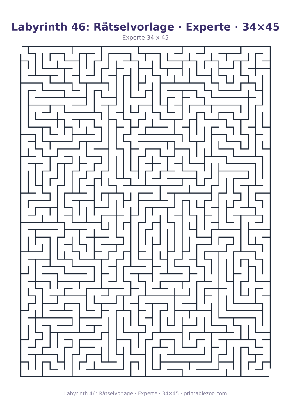 Labyrinth 46: Rätselvorlage · Experte · 34×45 als druckfertige Vorschau, Katalognummer 162124 Rätsel Nr. 162124.