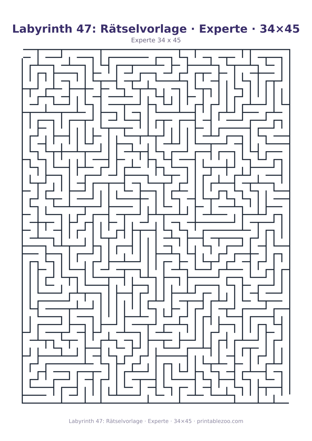 Labyrinth 47: Rätselvorlage · Experte · 34×45 als druckfertige Vorschau, Katalognummer 162125 Rätsel Nr. 162125.