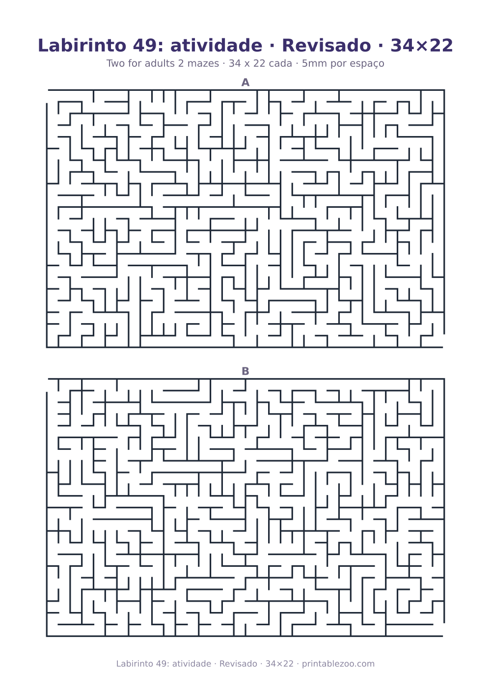 Prévia pronta para imprimir: Labirinto 49: atividade · Revisado · 34×22, catálogo nº 162131 Passatempo nº 162131.