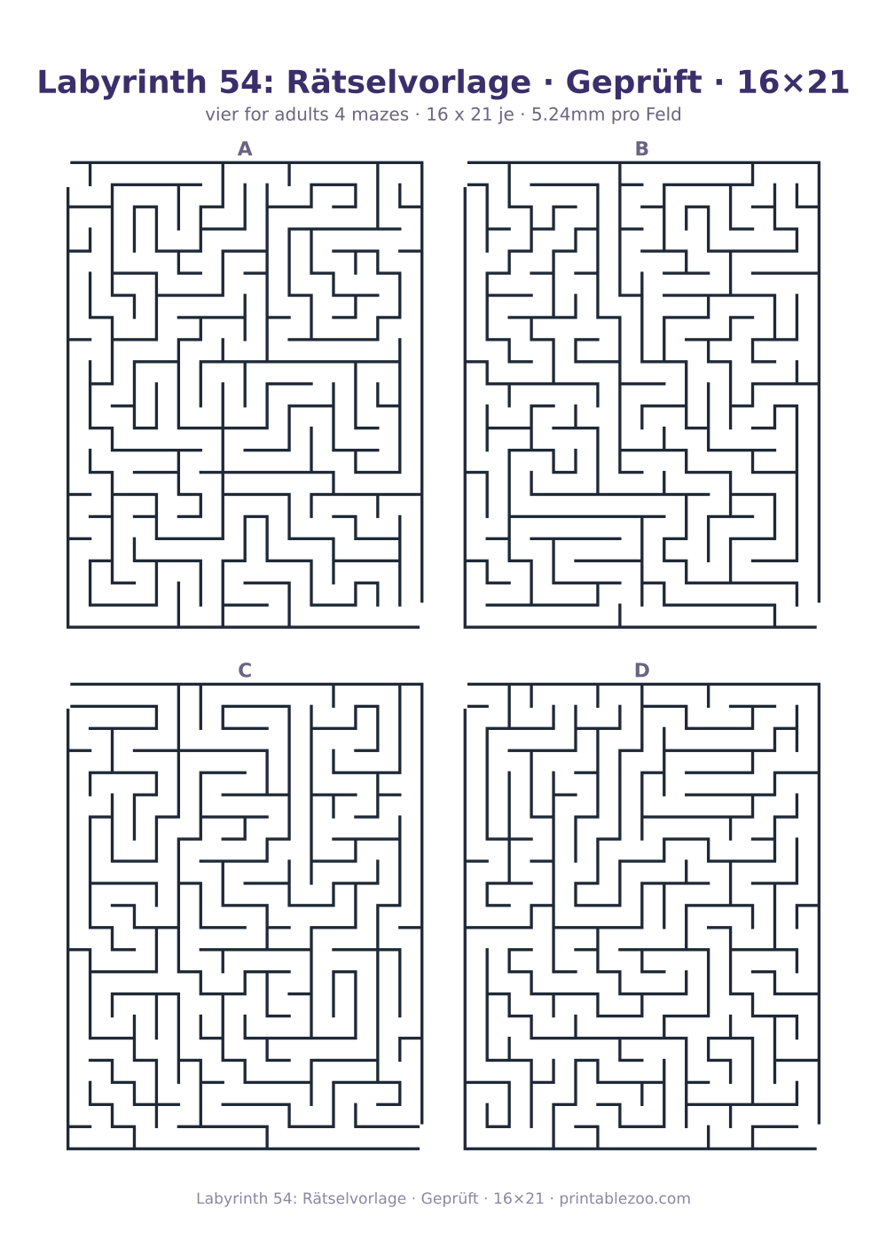 Labyrinth 54: Rätselvorlage · Geprüft · 16×21 als druckfertige Vorschau, Katalognummer 162143 Rätsel Nr. 162143.