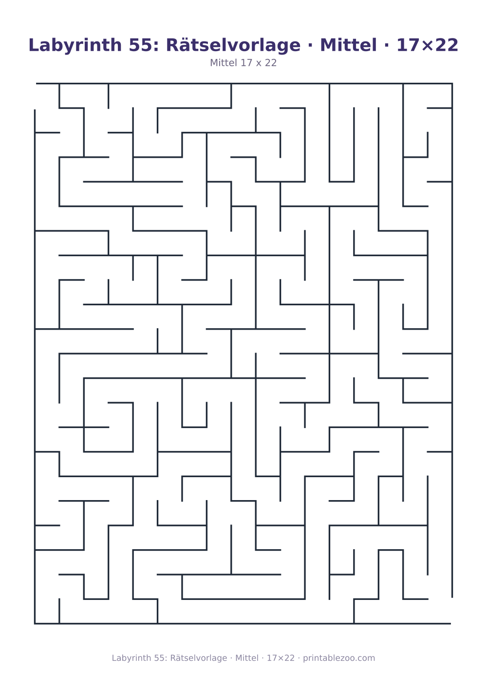 Labyrinth 55: Rätselvorlage · Mittel · 17×22 als druckfertige Vorschau, Katalognummer 162201 Rätsel Nr. 162201.