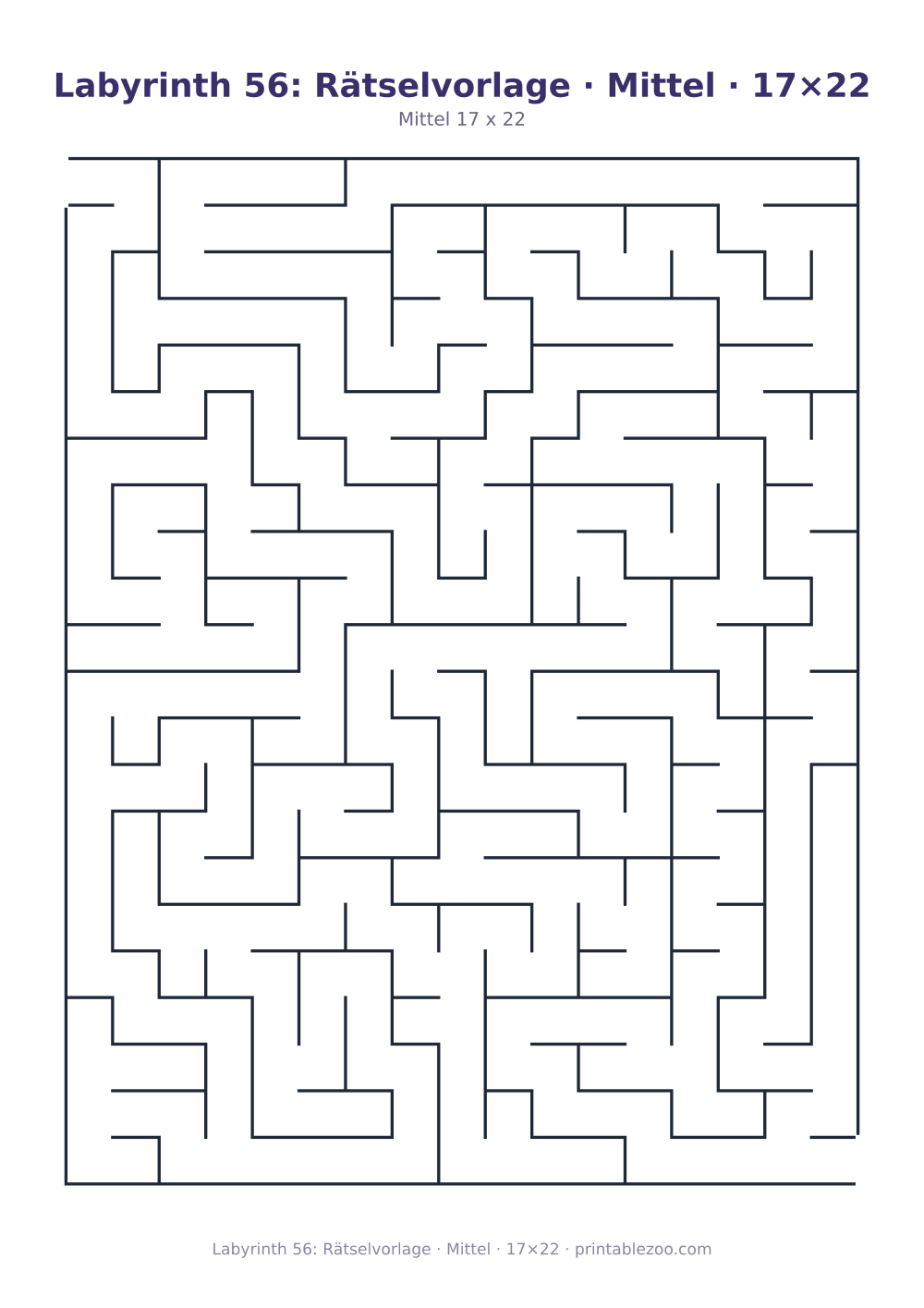 Labyrinth 56: Rätselvorlage · Mittel · 17×22 als druckfertige Vorschau, Katalognummer 162202 Rätsel Nr. 162202.