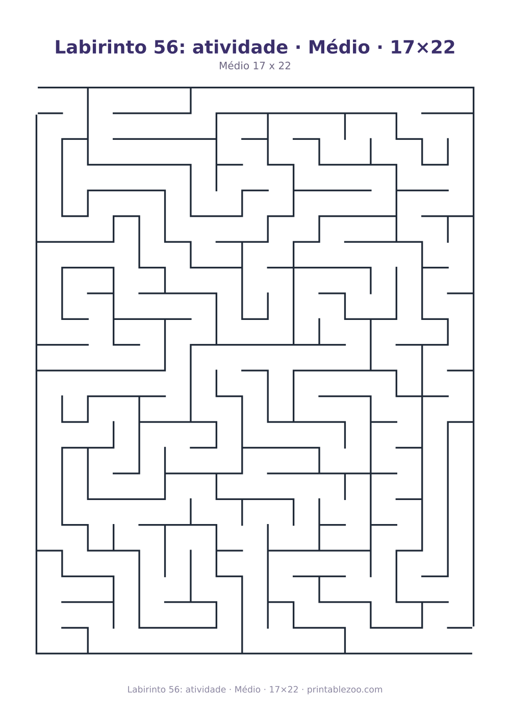 Prévia pronta para imprimir: Labirinto 56: atividade · Médio · 17×22, catálogo nº 162202 Passatempo nº 162202.