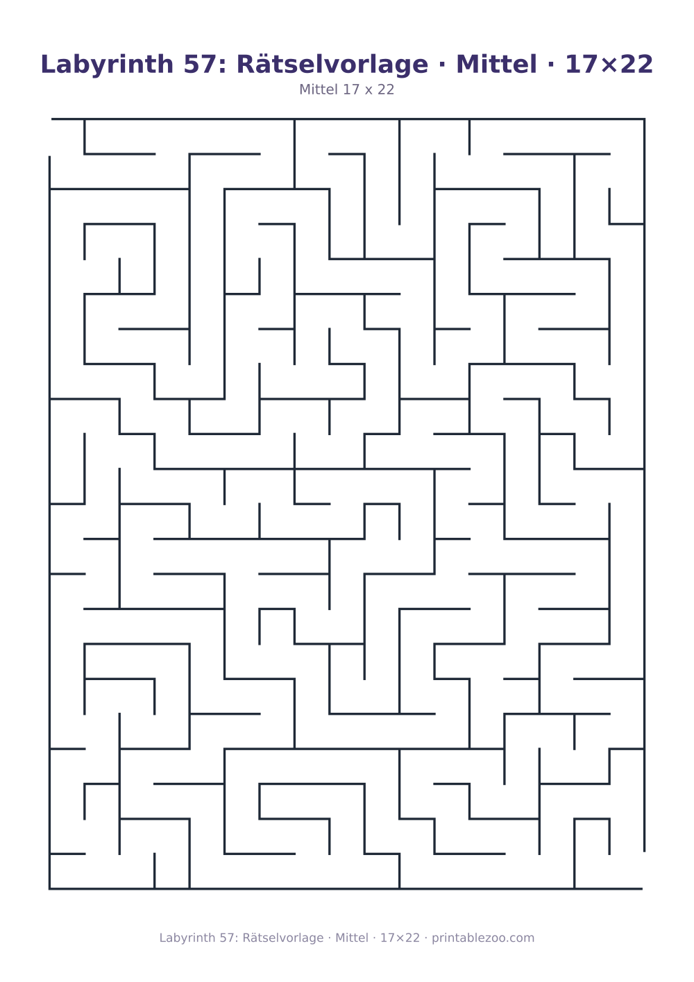 Labyrinth 57: Rätselvorlage · Mittel · 17×22 als druckfertige Vorschau, Katalognummer 162203 Rätsel Nr. 162203.