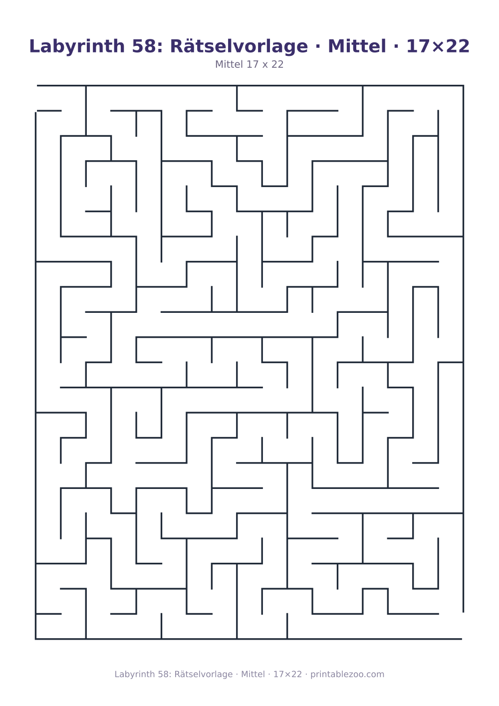 Labyrinth 58: Rätselvorlage · Mittel · 17×22 als druckfertige Vorschau, Katalognummer 162204 Rätsel Nr. 162204.