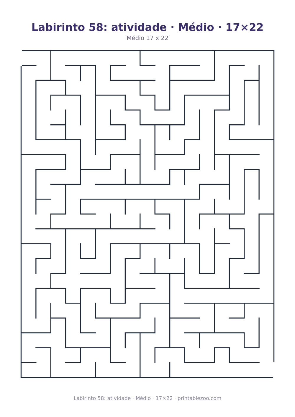Prévia pronta para imprimir: Labirinto 58: atividade · Médio · 17×22, catálogo nº 162204 Passatempo nº 162204.