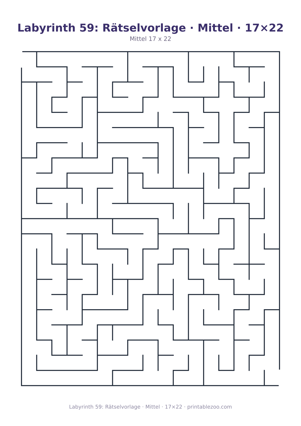 Labyrinth 59: Rätselvorlage · Mittel · 17×22 als druckfertige Vorschau, Katalognummer 162205 Rätsel Nr. 162205.