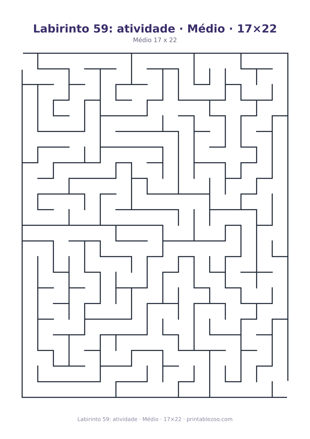 Prévia pronta para imprimir: Labirinto 59: atividade · Médio · 17×22, catálogo nº 162205 Passatempo nº 162205.