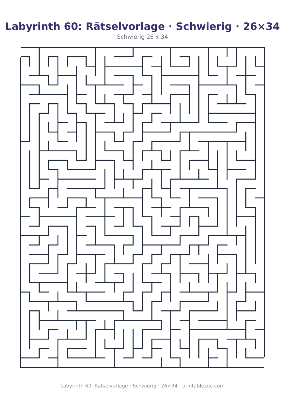 Labyrinth 60: Rätselvorlage · Schwierig · 26×34 als druckfertige Vorschau, Katalognummer 162211 Rätsel Nr. 162211.