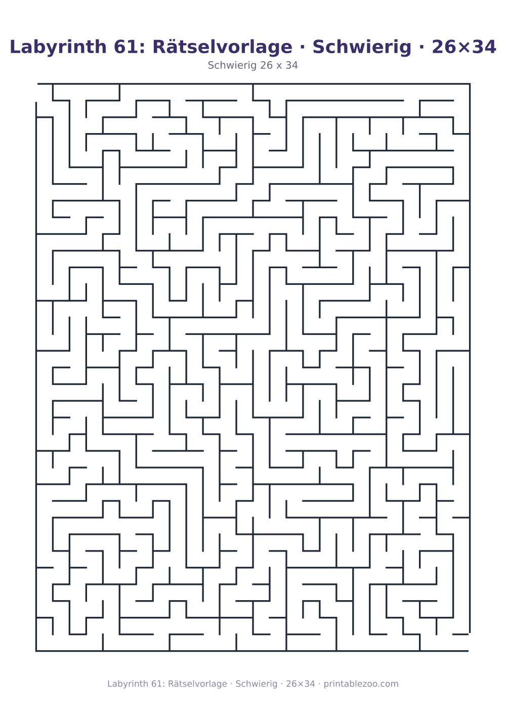 Labyrinth 61: Rätselvorlage · Schwierig · 26×34 als druckfertige Vorschau, Katalognummer 162212 Rätsel Nr. 162212.
