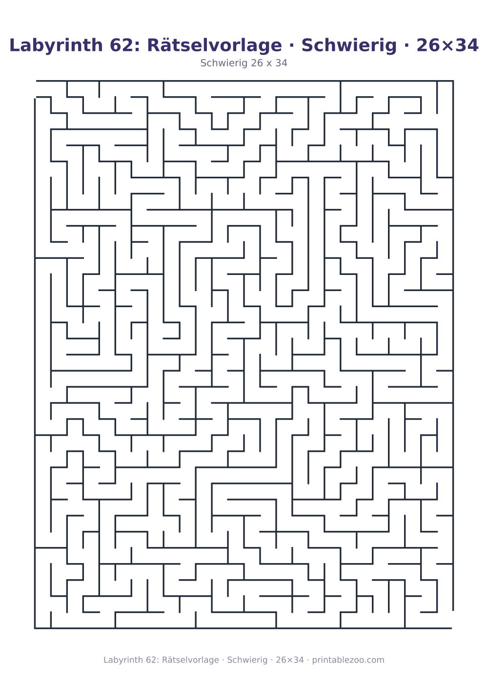 Labyrinth 62: Rätselvorlage · Schwierig · 26×34 als druckfertige Vorschau, Katalognummer 162213 Rätsel Nr. 162213.