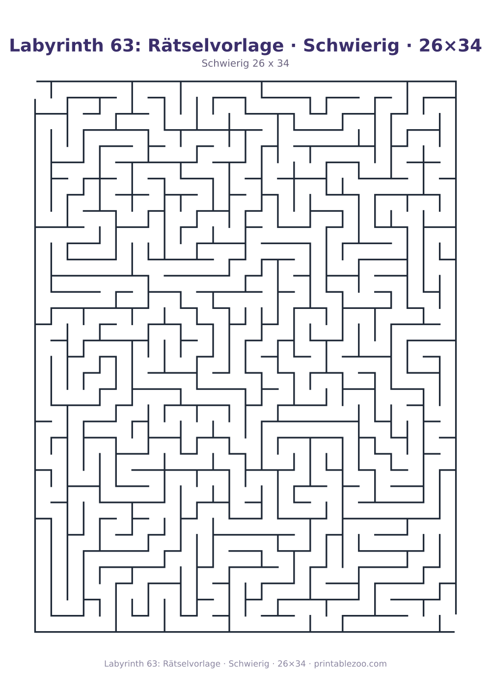 Labyrinth 63: Rätselvorlage · Schwierig · 26×34 als druckfertige Vorschau, Katalognummer 162214 Rätsel Nr. 162214.