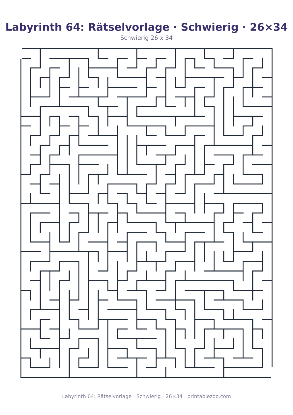 Labyrinth 64: Rätselvorlage · Schwierig · 26×34 als druckfertige Vorschau, Katalognummer 162215 Rätsel Nr. 162215.