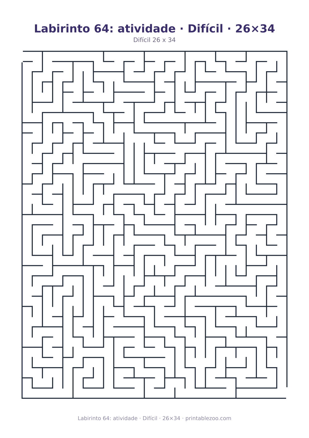 Prévia pronta para imprimir: Labirinto 64: atividade · Difícil · 26×34, catálogo nº 162215 Passatempo nº 162215.