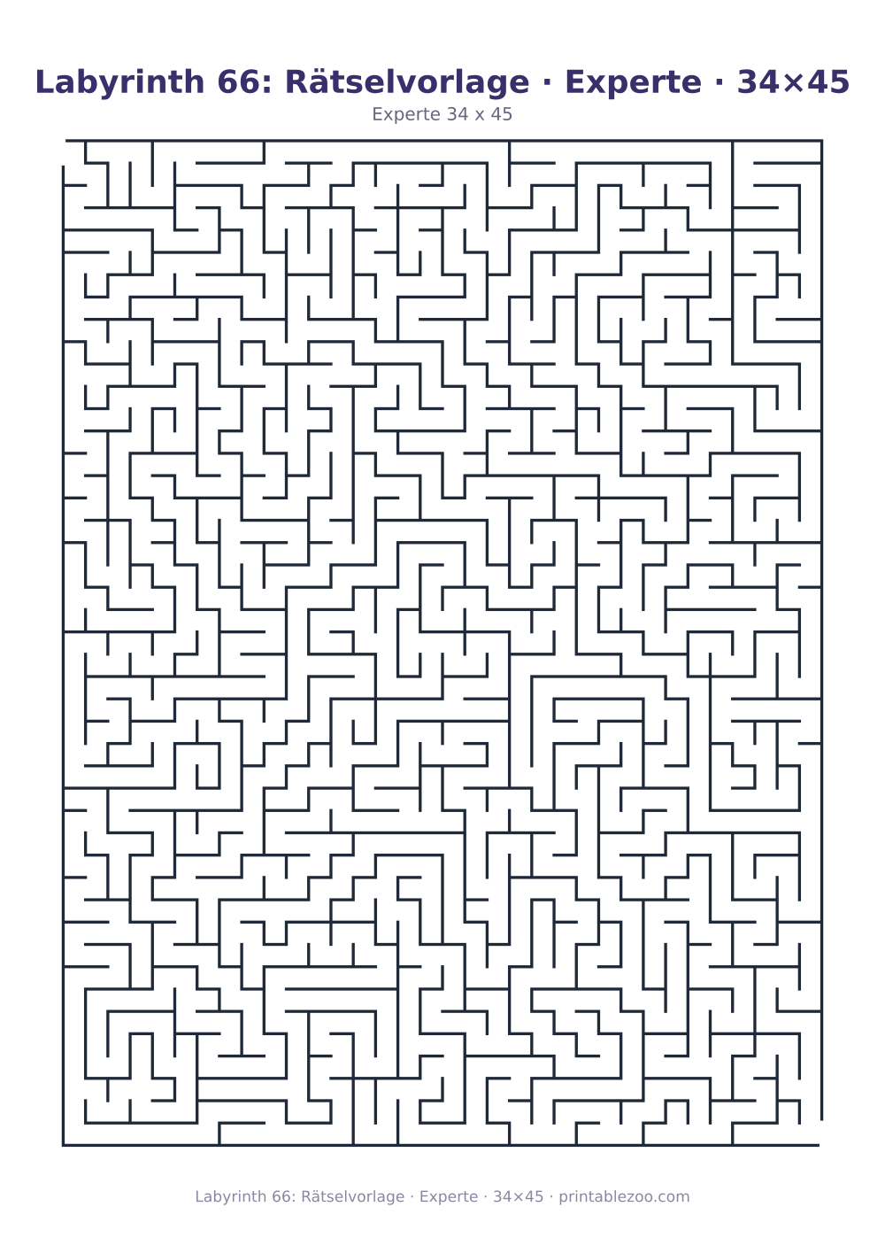 Labyrinth 66: Rätselvorlage · Experte · 34×45 als druckfertige Vorschau, Katalognummer 162222 Rätsel Nr. 162222.