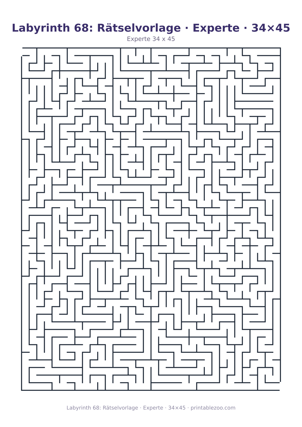 Labyrinth 68: Rätselvorlage · Experte · 34×45 als druckfertige Vorschau, Katalognummer 162224 Rätsel Nr. 162224.