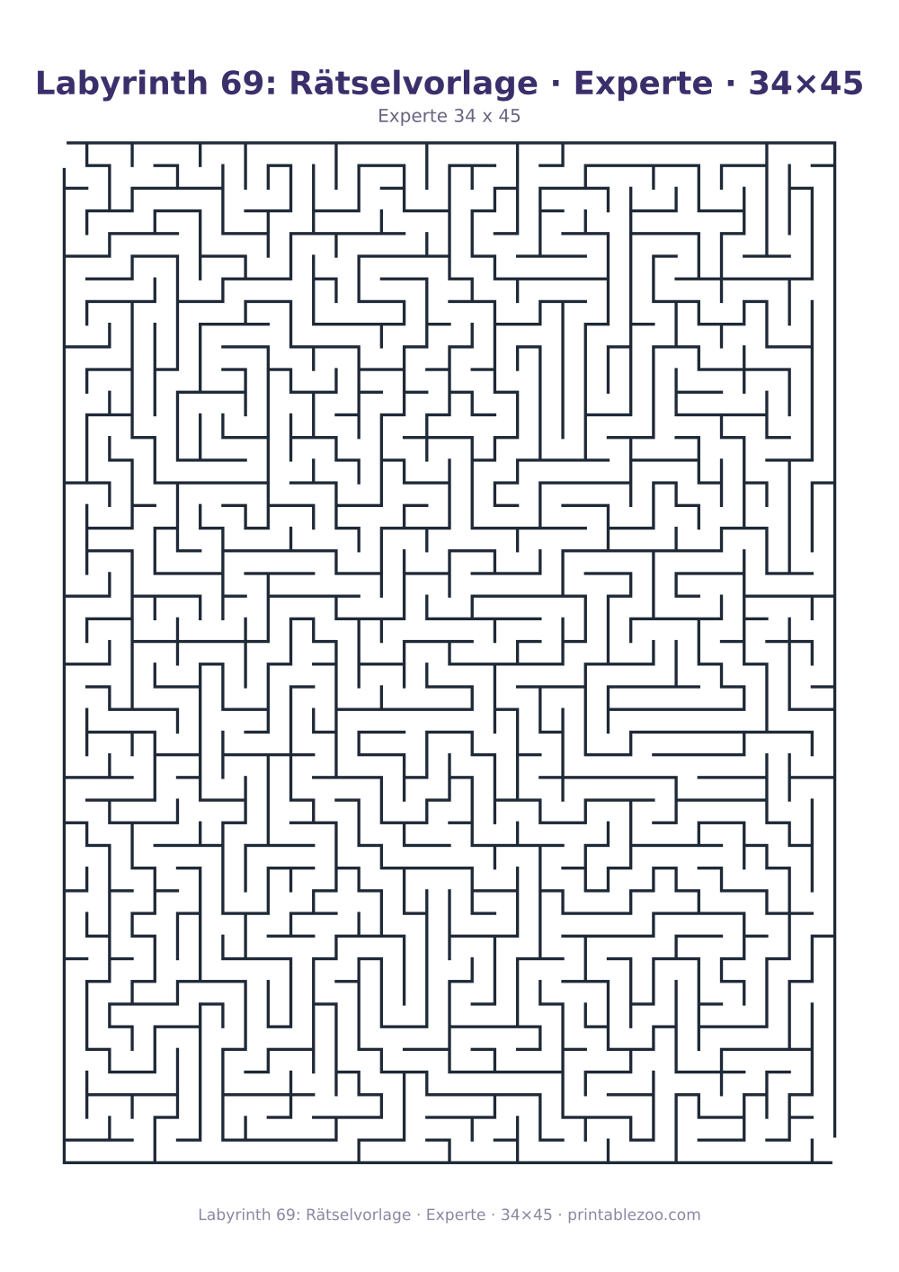 Labyrinth 69: Rätselvorlage · Experte · 34×45 als druckfertige Vorschau, Katalognummer 162225 Rätsel Nr. 162225.