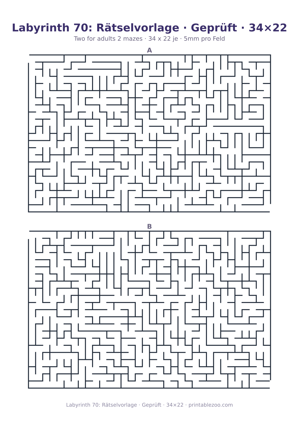 Labyrinth 70: Rätselvorlage · Geprüft · 34×22 als druckfertige Vorschau, Katalognummer 162231 Rätsel Nr. 162231.
