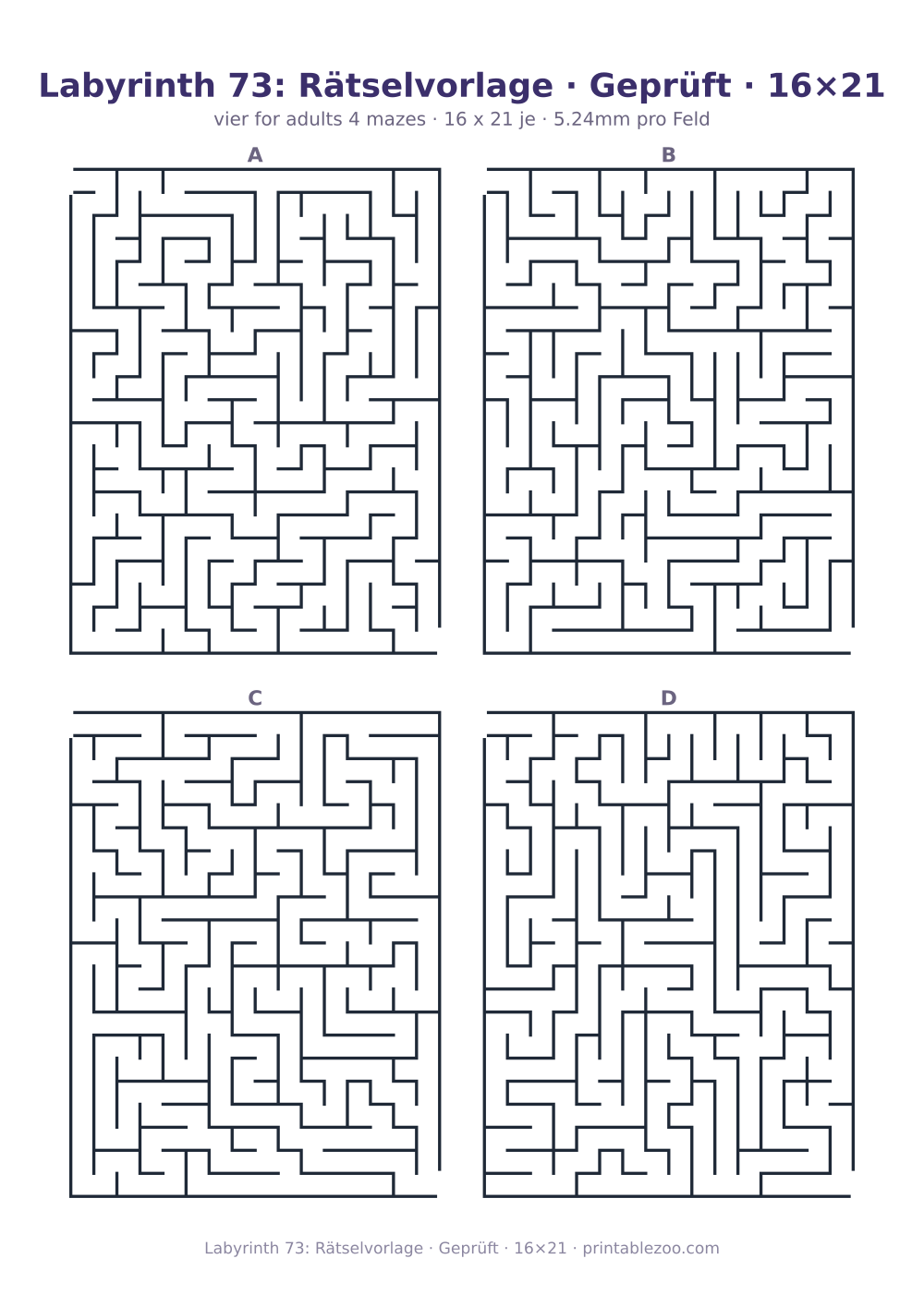 Labyrinth 73: Rätselvorlage · Geprüft · 16×21 als druckfertige Vorschau, Katalognummer 162241 Rätsel Nr. 162241.