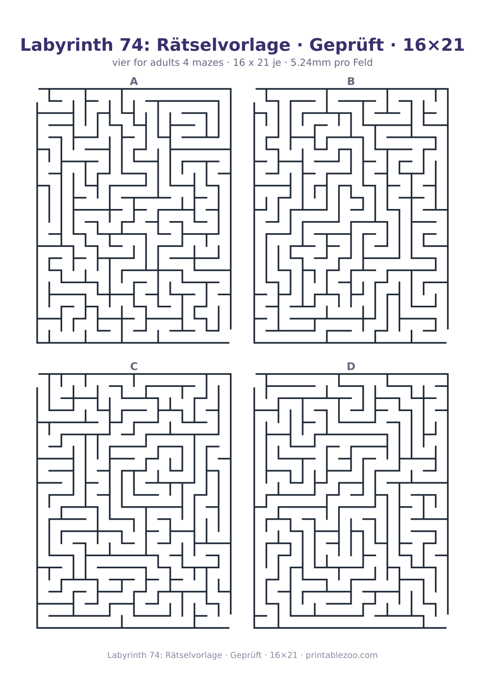 Labyrinth 74: Rätselvorlage · Geprüft · 16×21 als druckfertige Vorschau, Katalognummer 162242 Rätsel Nr. 162242.
