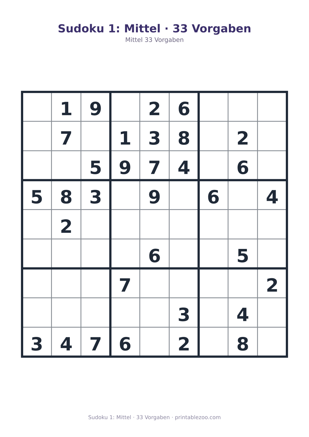 Sudoku mittel zum Ausdrucken