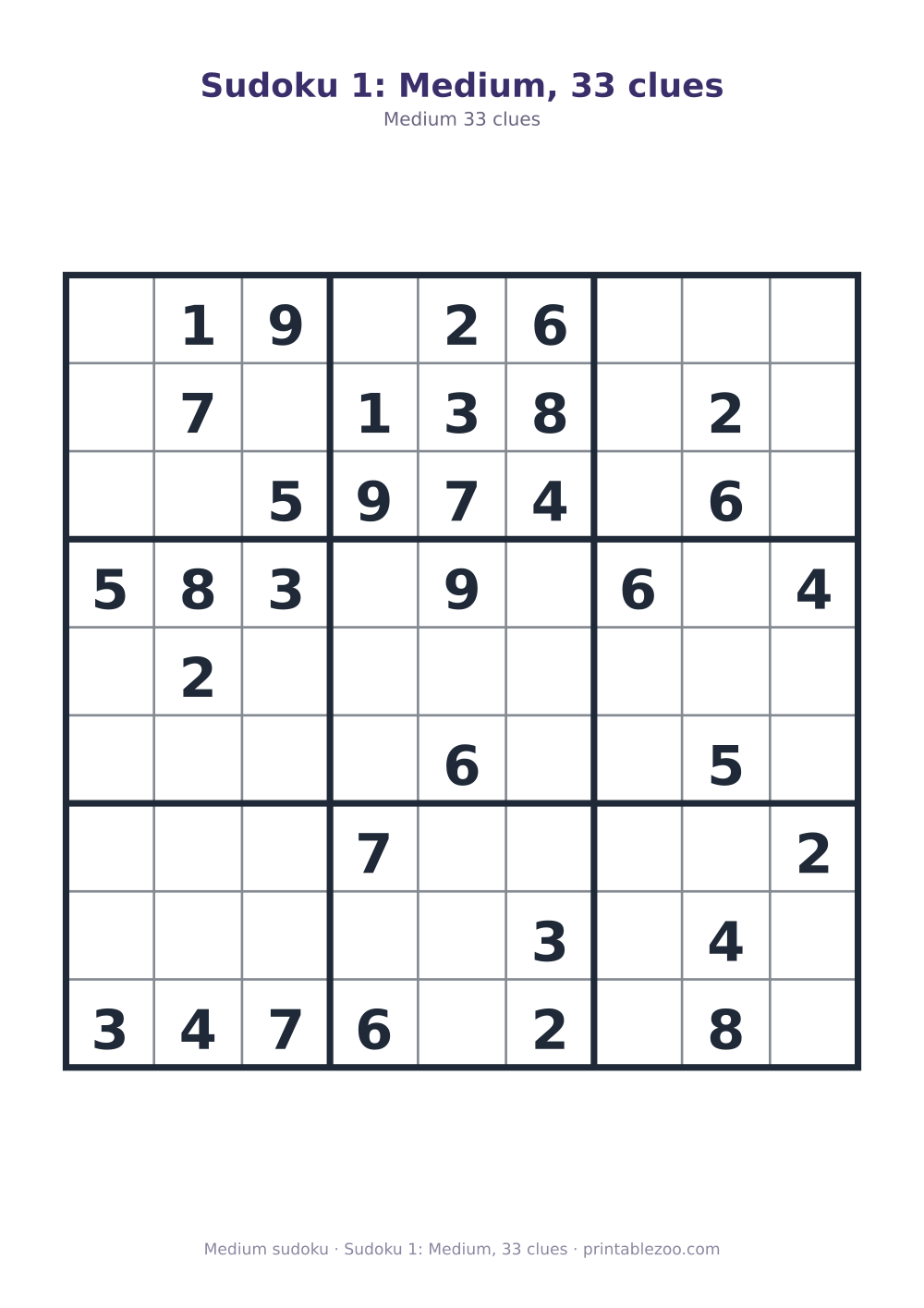 Sudoku 1: Medium, 33 clues