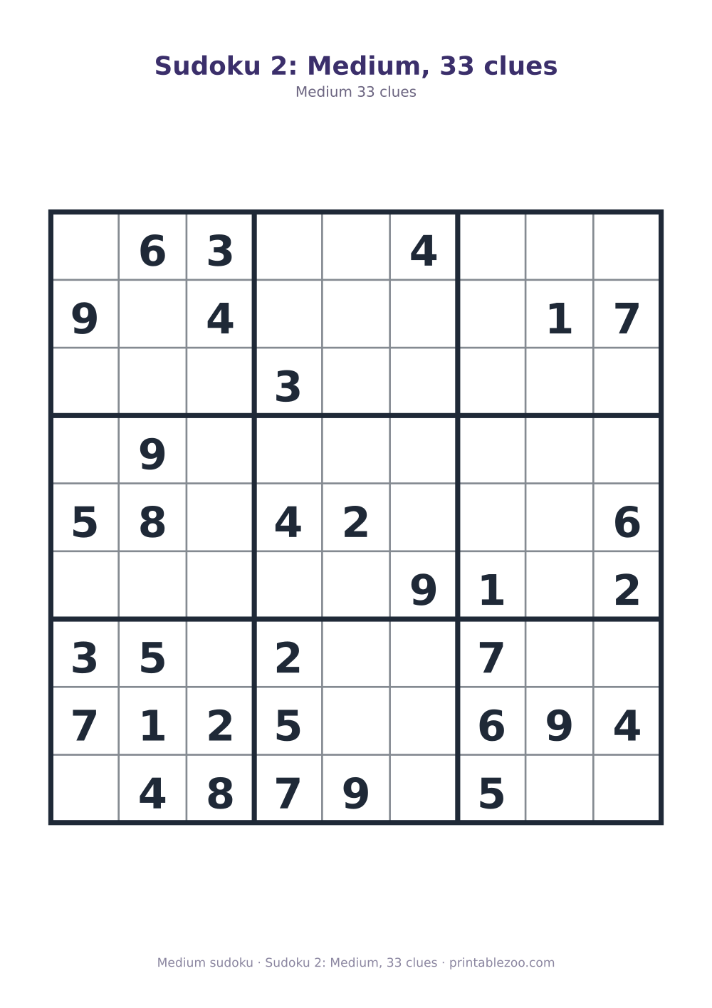 Sudoku 2: Medium, 33 clues