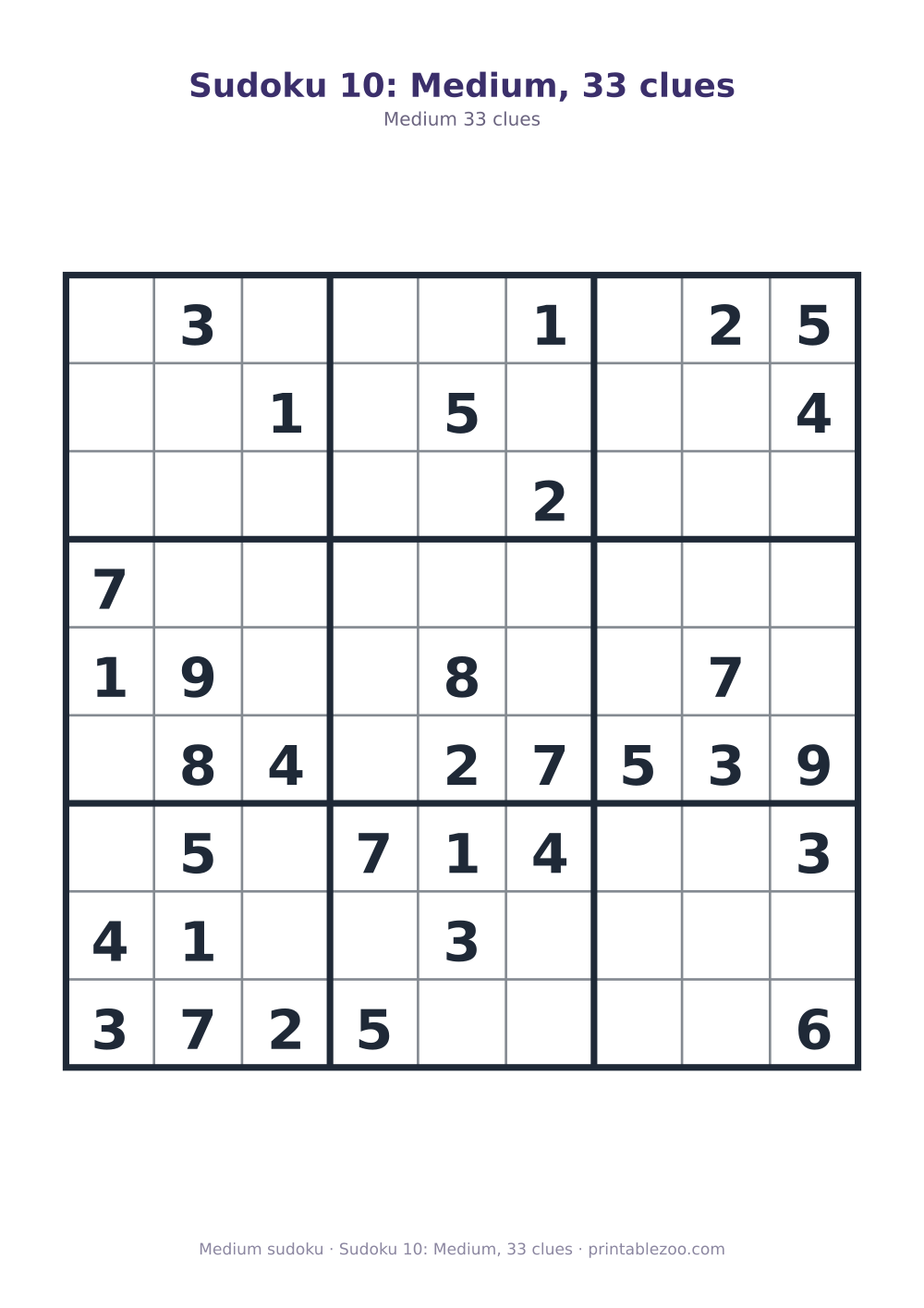 Sudoku 10: Medium, 33 clues