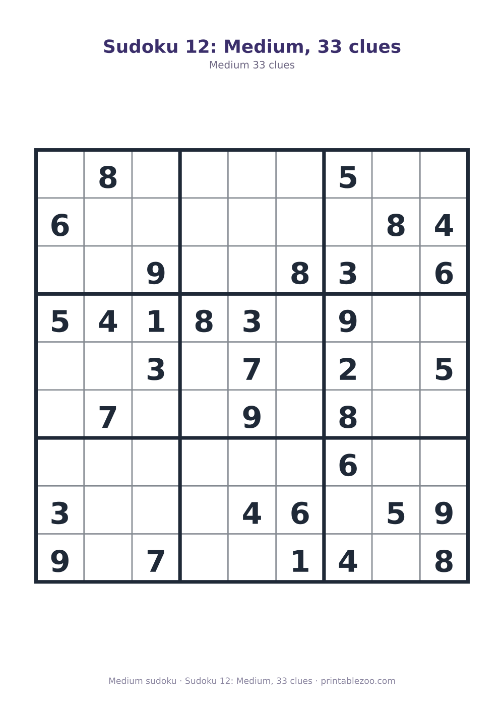 Sudoku 12: Medium, 33 clues