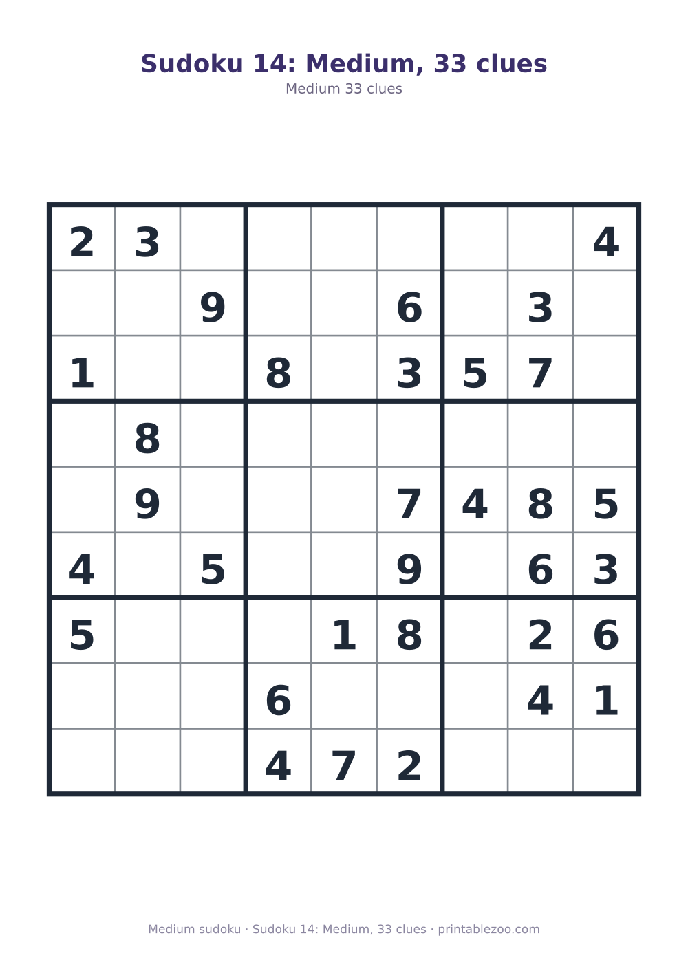 Sudoku 14: Medium, 33 clues