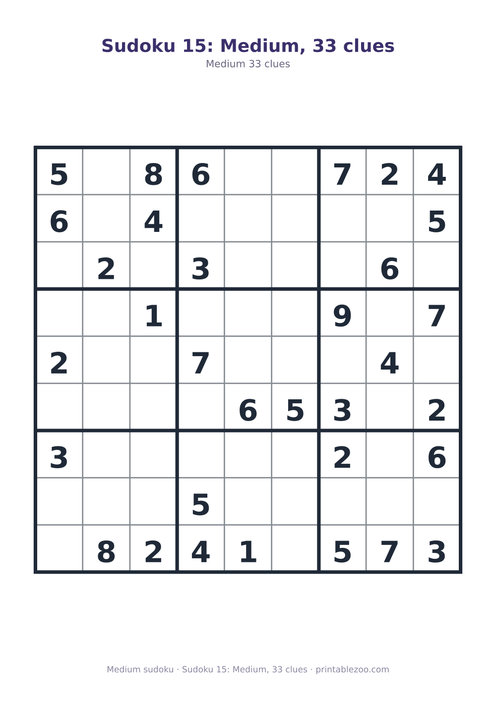 Sudoku 15: Medium, 33 clues