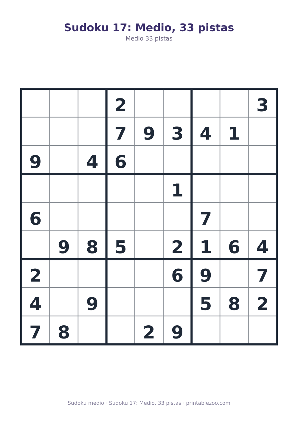Sudoku 17: Medio, 33 pistas
