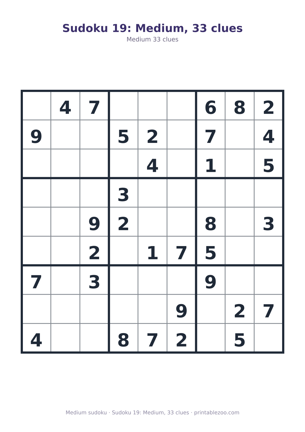 Sudoku 19: Medium, 33 clues