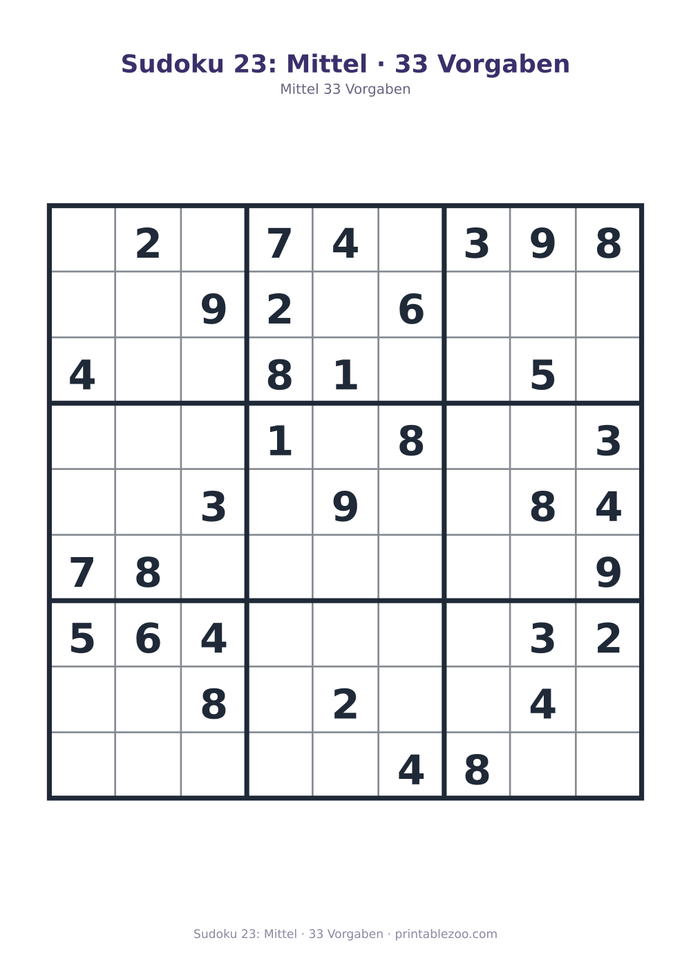 Sudoku 23: Mittel · 33 Vorgaben als druckfertige Vorschau, Katalognummer 261123