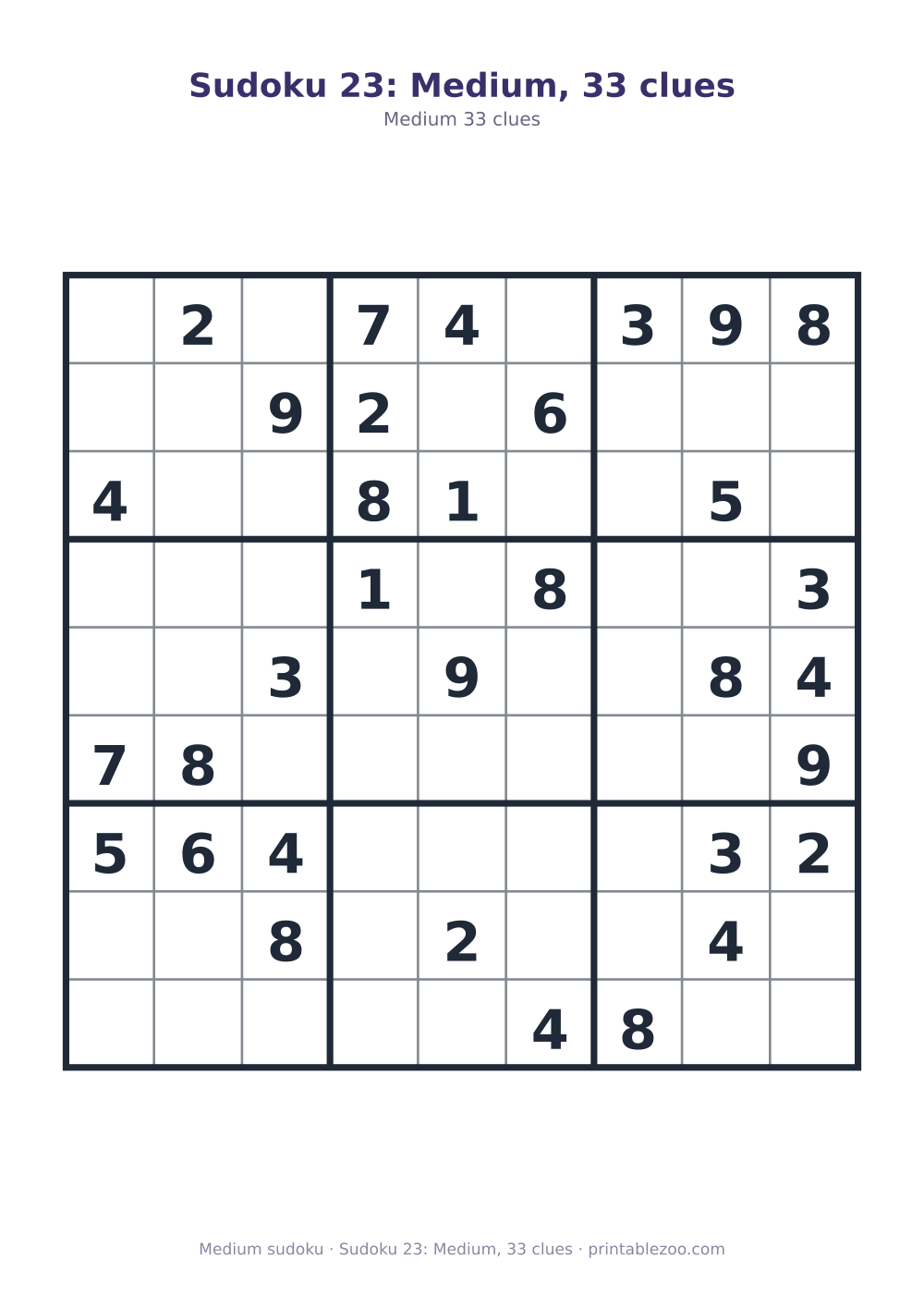 Sudoku 23: Medium, 33 clues