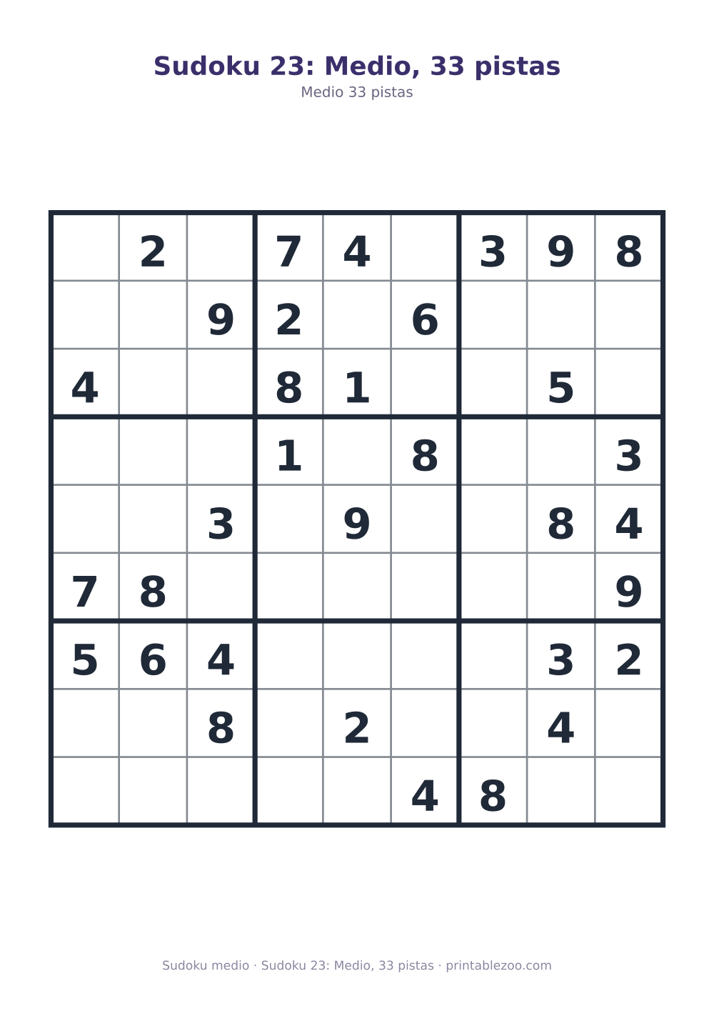 Sudoku 23: Medio, 33 pistas