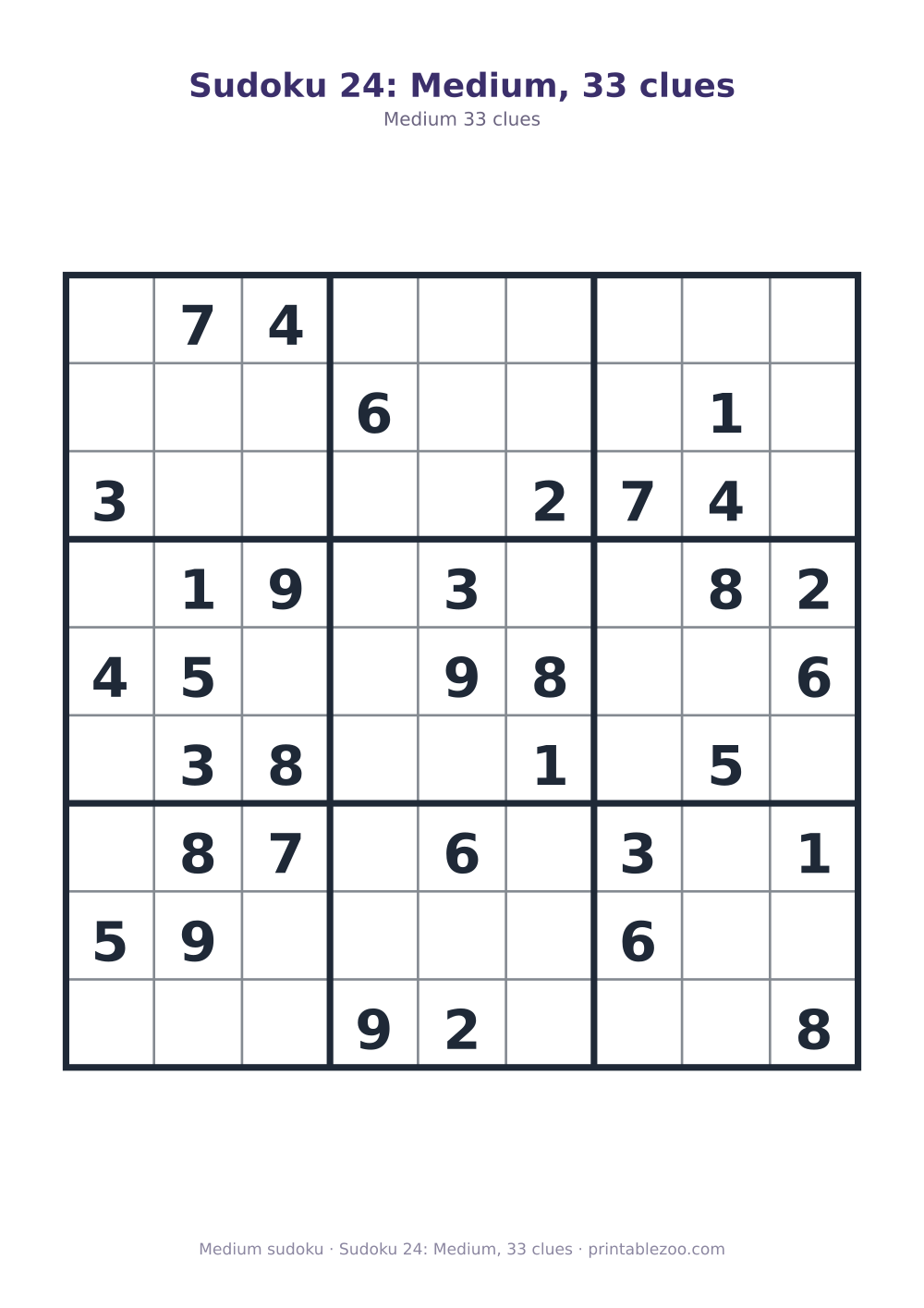 Sudoku 24: Medium, 33 clues