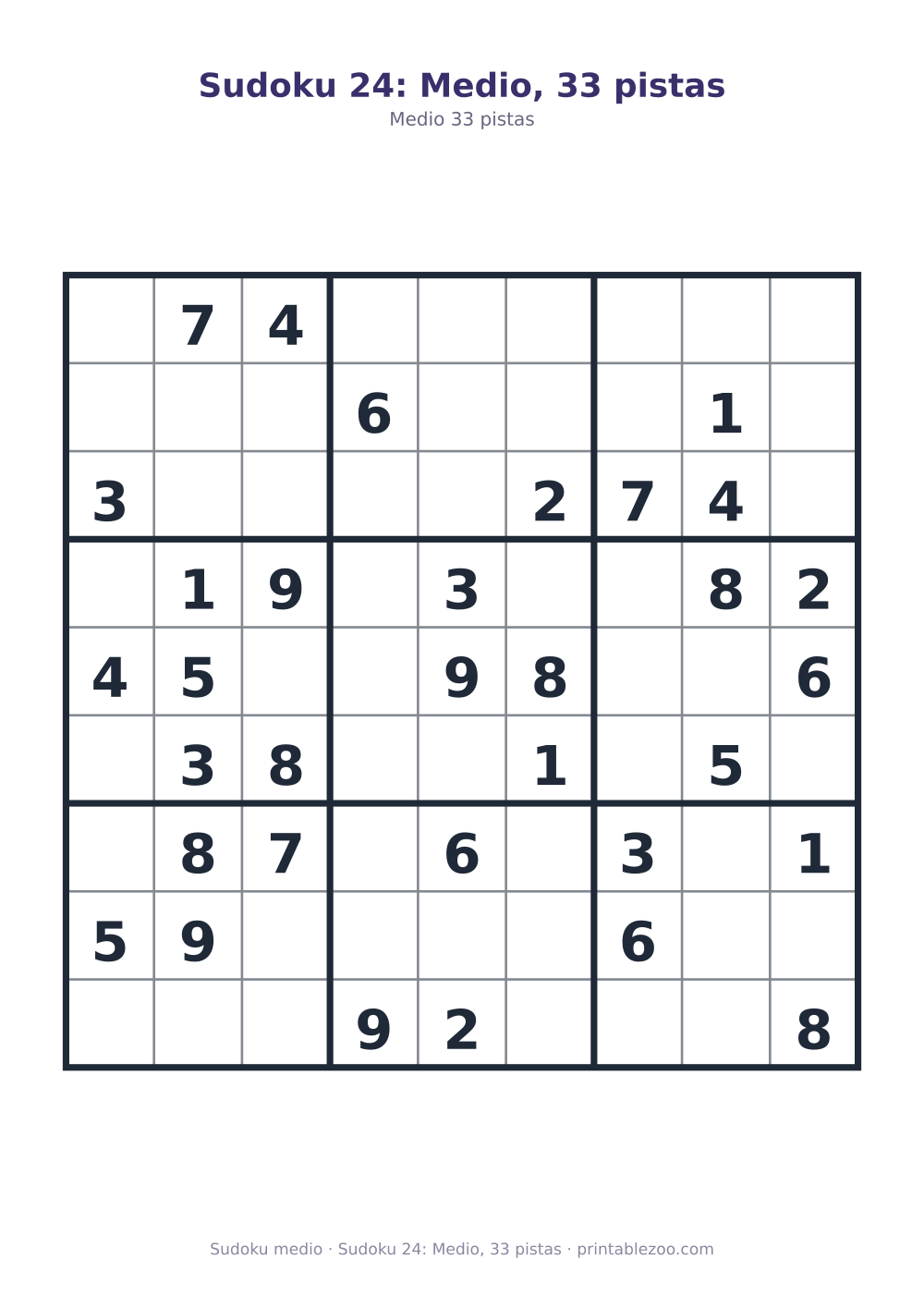 Sudoku 24: Medio, 33 pistas
