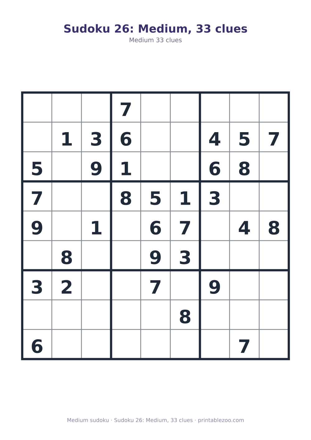 Sudoku 26: Medium, 33 clues