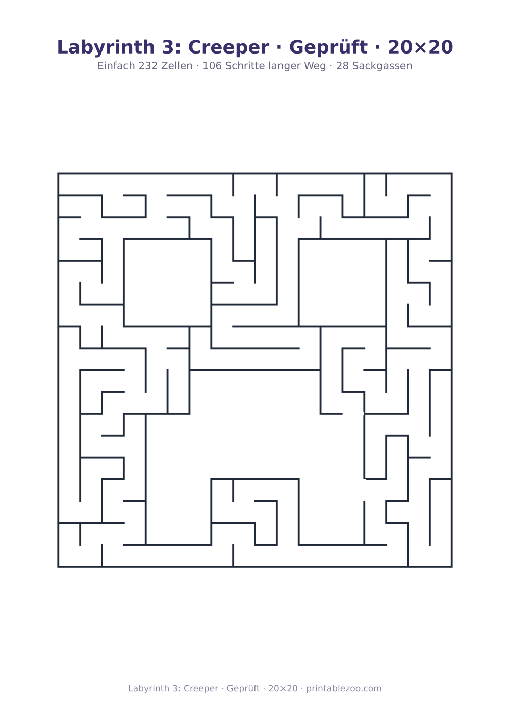 Labyrinth 3: Creeper · Geprüft · 20×20 als druckfertige Vorschau, Katalognummer 156103