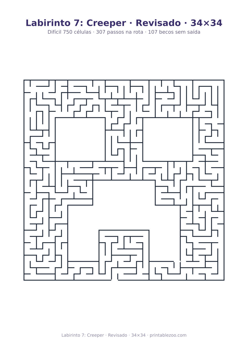 Prévia pronta para imprimir: Labirinto 7: Creeper · Revisado · 34×34, catálogo nº 156121