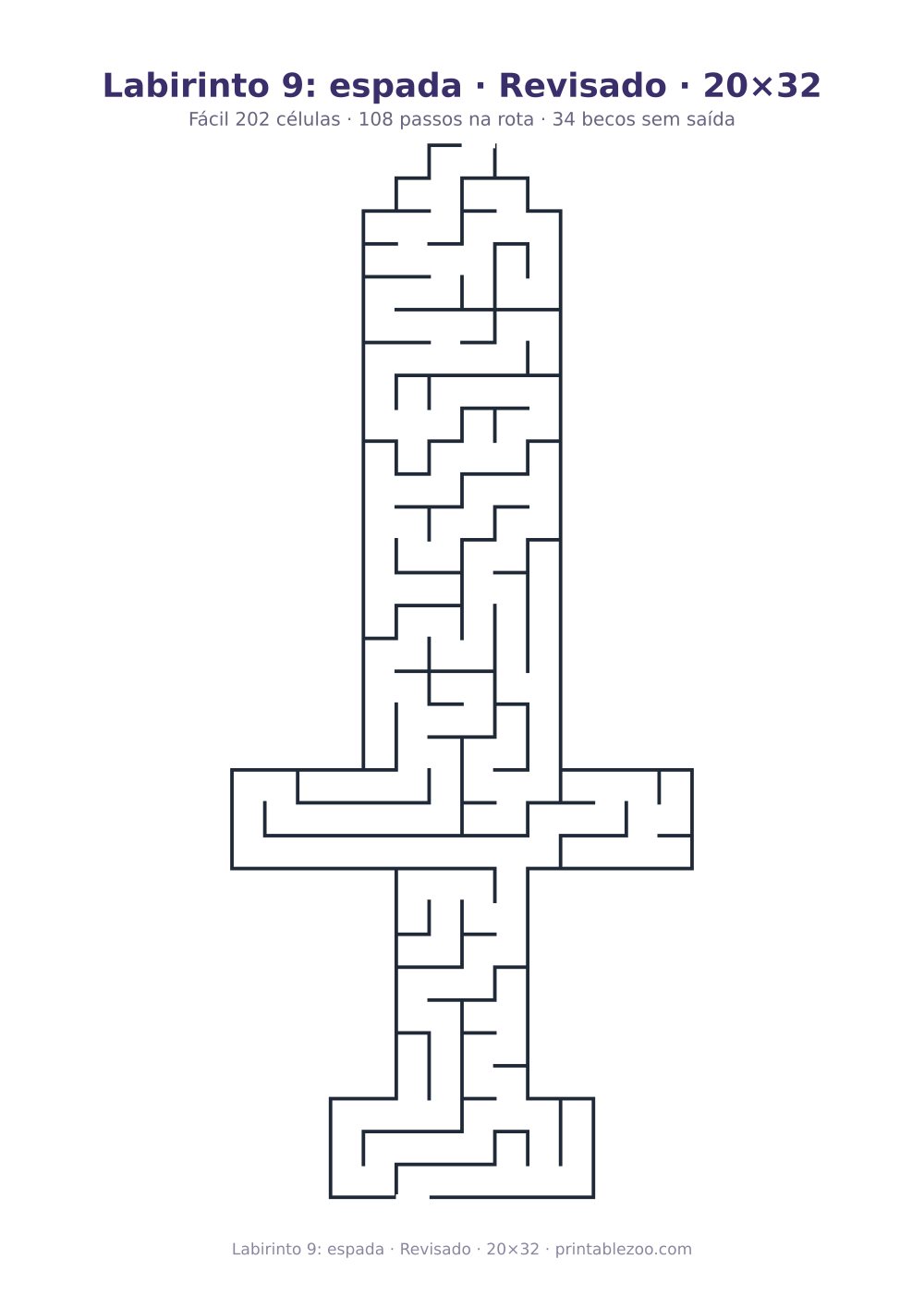 Prévia pronta para imprimir: Labirinto 9: espada · Revisado · 20×32, catálogo nº 156201